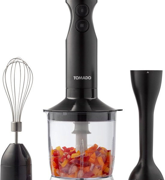 Tomado TSB3501B - Stabmixer-Set - Zerkleinerer - Schneebesen - 350W - 2 Geschwindigkeiten - Schwarz Wohnen & Kochen