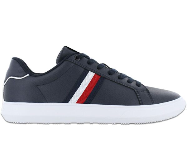 Tommy Hilfiger Corporate Leather Cup Stripes - Herren Schuhe Blau FM0FM04732DW5 Sneaker
