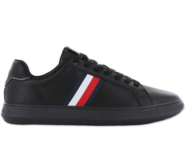 Tommy Hilfiger Corporate Leather Cup Stripes - Herren Schuhe Schwarz FM0FM04732BDS Sneaker