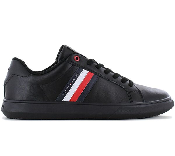 Tommy Hilfiger Essential Leather Cupsole - Herren Sneakers Schuhe Leder Schwarz FM0FM04921-0GK
