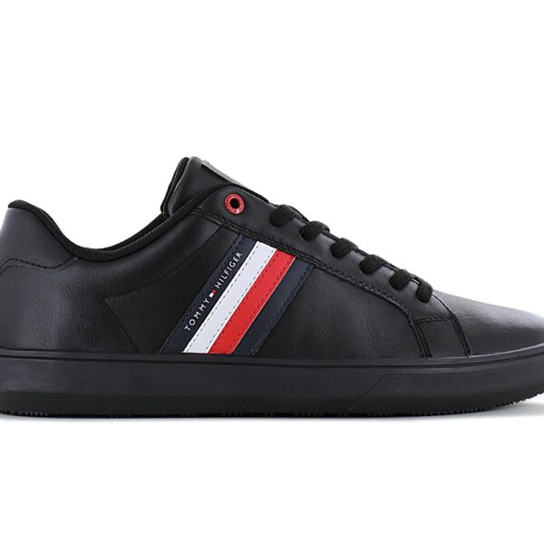 Tommy Hilfiger Essential Leather Cupsole - Herren Sneakers Schuhe Leder Schwarz FM0FM04921-0GK