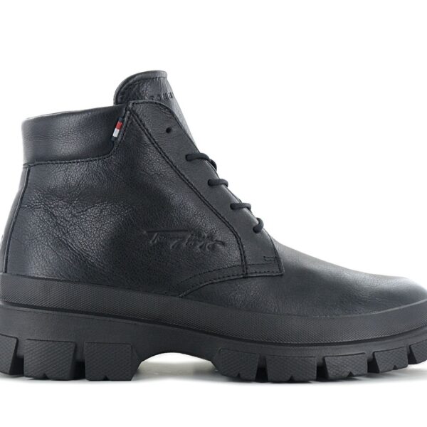 Tommy Hilfiger Warm Chunky Leather Hybrid Boot - Herren Stiefel Leder Schwarz FM0FM03799-BDS