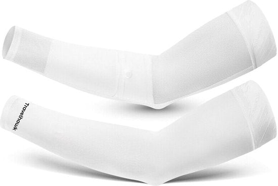 Travelhawk Arm Sleeves - Armschützer - Radsport - Sonnenschutz - 2 Stück - Weiß - Größe L Kleidung