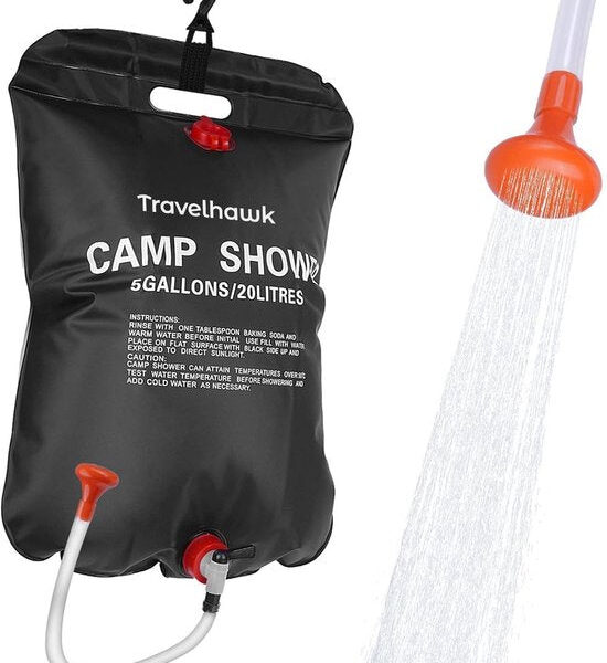Travelhawk Camping Dusche - 20 Liter - Außendusche - Außendusche Camping - faltbar - für Reisen & Camping - Schwarz Hobby & Sport