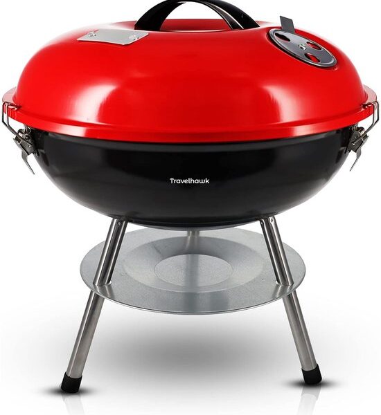 Travelhawk Charcoal BBQ - Barbecue Holzkohle - Faltbar - 33x33cm Grillfläche - Legierter Stahl - Schwarz Haus & Garten