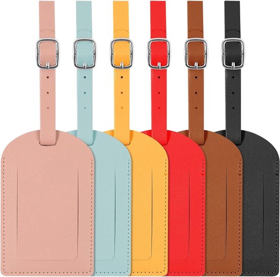 Travelhawk Koffer-Etiketten - PU-Leder Gepäck-Etiketten - 6 Stück Koffer-Etiketten - Reisezubehör - Namensschild - Mehrere Farben Hobby & Sport