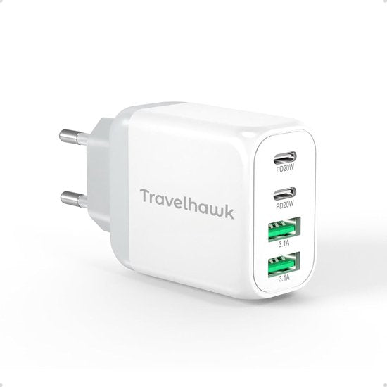 Travelhawk USB-C Ladegerät - Geeignet für iPhone - Schnellladegerät - PD 40W - Weiß Elektronik