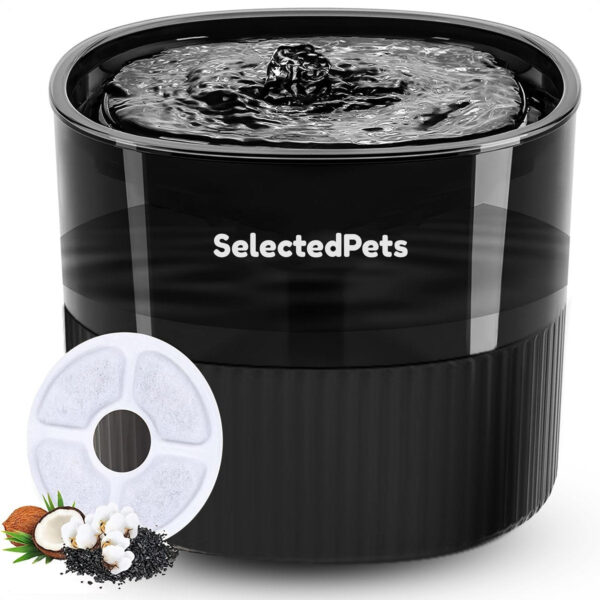 Trinkbrunnen für Katzen und Hunde - Katzenbrunnen - Schwarz - 1.8L - Mit Filter Wohnen & Kochen