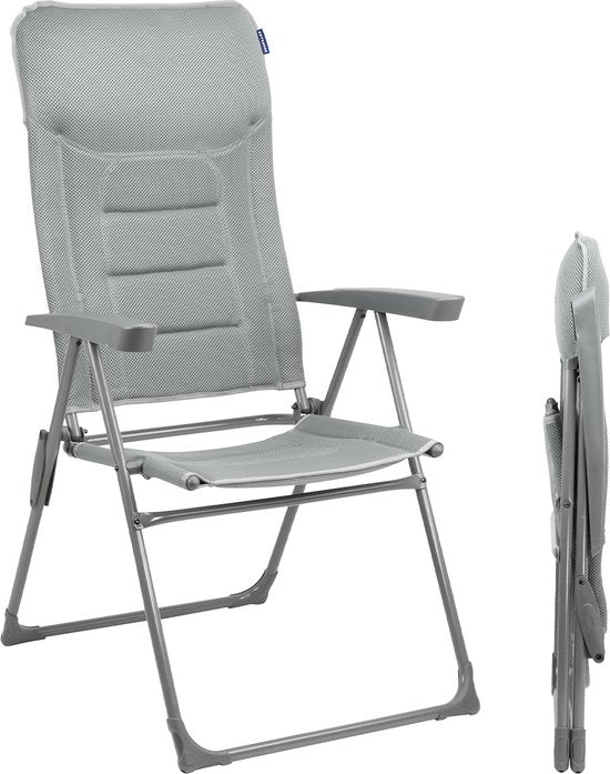 TRVLMORE Campingstuhl - 7 Positionen - Komfortabler Campingstuhl - 120 kg Belastbarkeit - Liegeposition - Klappstuhl - Klappstuhl - Grau Hobby & Sport