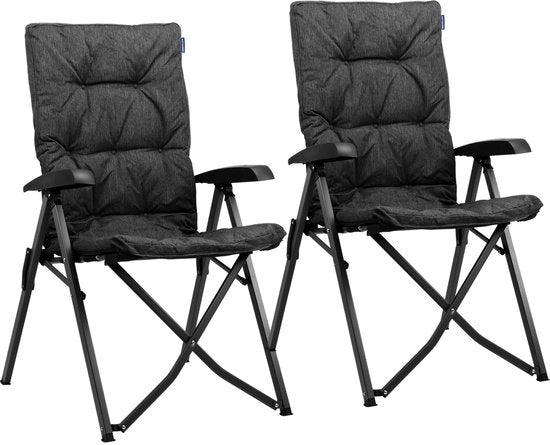 TRVLMORE Campingstuhl - Inklusive Tragetasche - Duo Pack - 150 kg Belastbarkeit - Campingstuhl - Staufach - Klappstuhl - Schwarz Hobby & Sport
