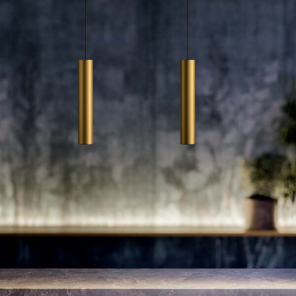 Tube Pendelleuchte Eisen 60x6x120 gold Wohnen & Kochen