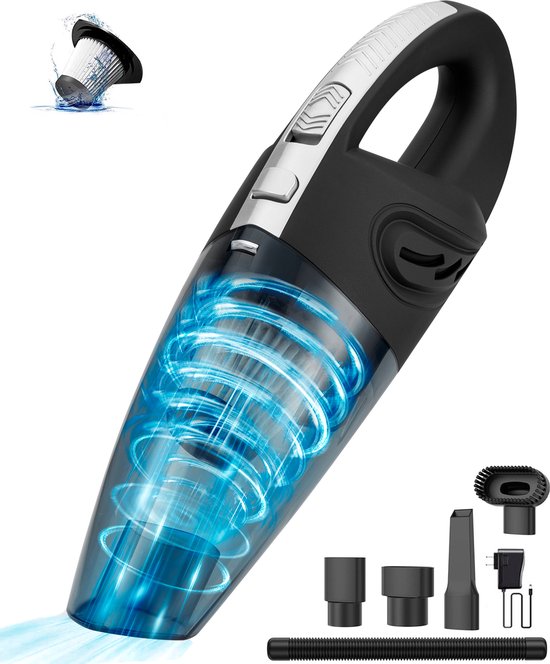 Turbo-7 Krümelsauger Cordless - Handstaubsauger - Schwarz / Grau - inkl. Zubehör Wohnen & Kochen