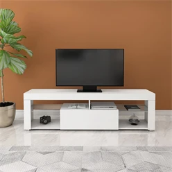 TV-Lowboard mit Stauraum 140x51x35 cm Weiß aus MDF ML-Design 6356