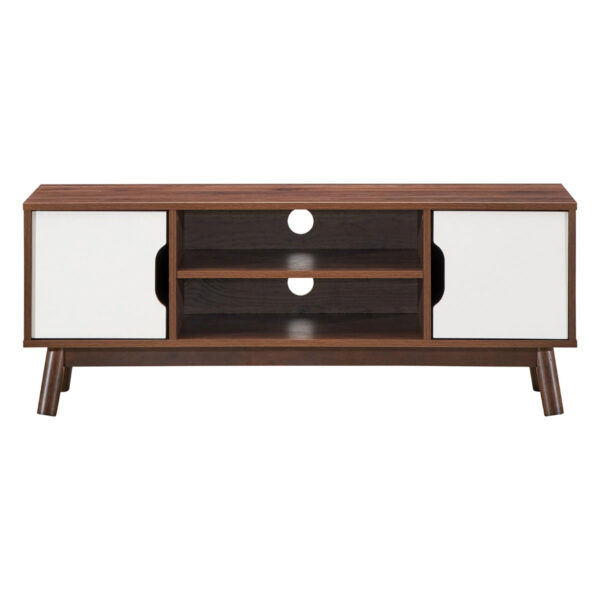 TV-Möbel im Industriestil für TV-Schränke bis 127 cm Modernes multifunktionales Aufbewahrungsmöbel aus Holz mit offenem Regal (Weiß) Wohnen & Kochen