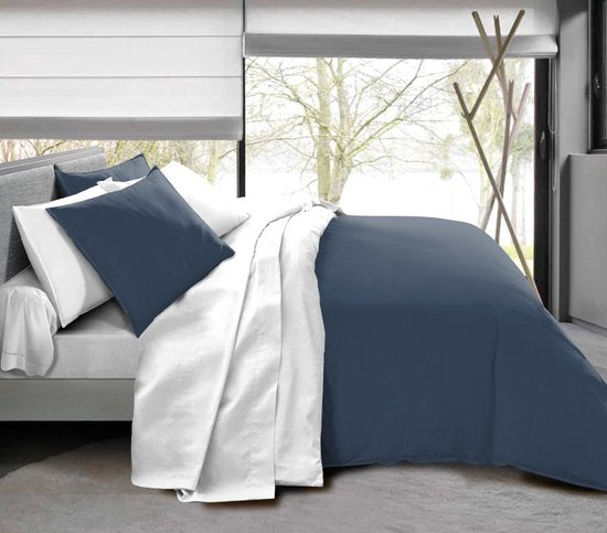 Univers Décor - KOMPLETT 4-PACK MARINE/WEISSER STROMBEZUG FÜR BETTEN 90 X 190 CM Wohnen & Kochen