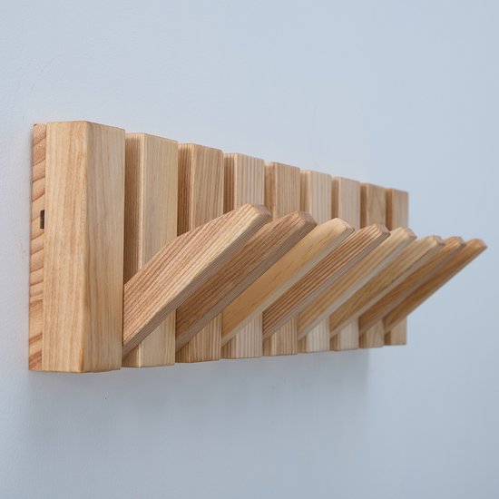 Urban State Wandgarderobe - Garderobenständer hängend - Eschenholz - 8 Haken - Piano Garderobe - Garderobenständer - handgefertigt Wohnen & Kochen