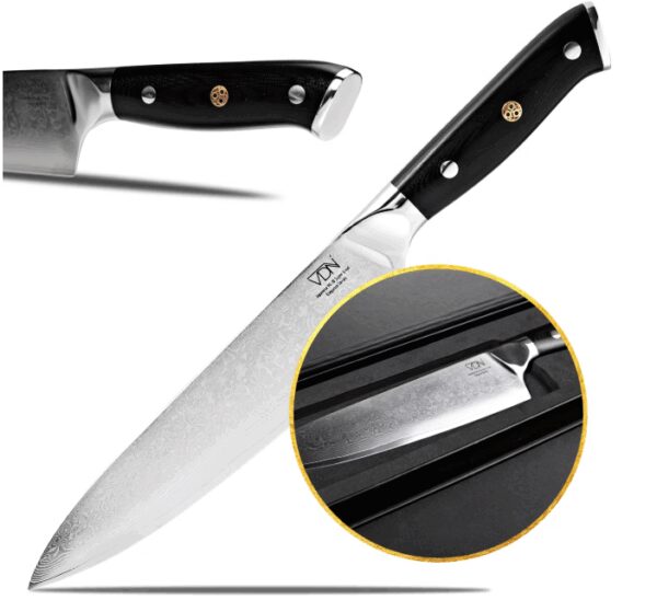 VDN Elegance Damaststahl Kochmesser 21 cm - Schwarzer Griff