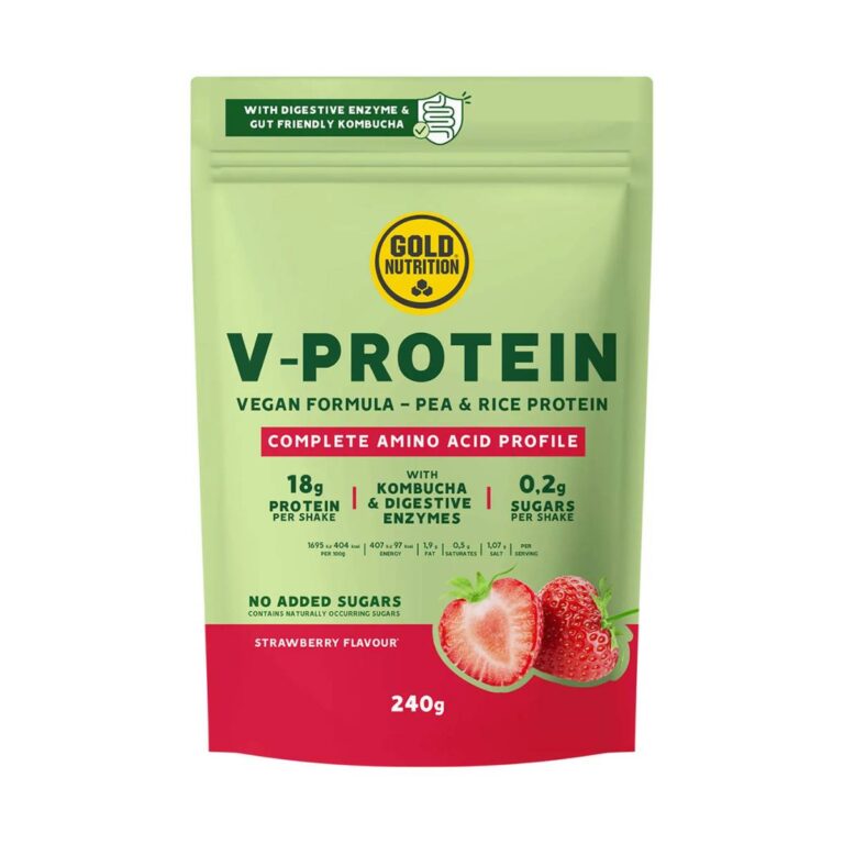 Veganes Protein GoldNutrition V-Protein Kombucha Erdbeere 240g Ernährung