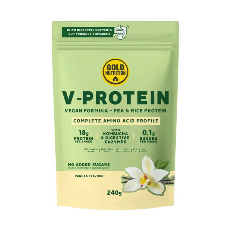 Veganes Protein GoldNutrition V-Protein Kombucha Vanille 240g Sporternährung