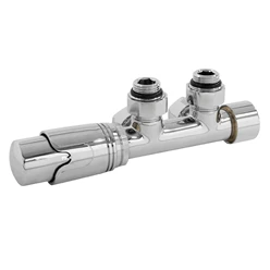 Ventil Armaturen Set Multiblock Chrome Eckform inkl. Thermostatkopf LuxeBath 1897