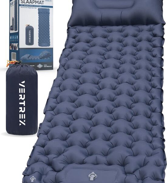 Vertrex Inflate-X1 Schlafmatte mit eingebauter Pumpe - Luftbett - 1 Person - Marineblau Hobby & Sport