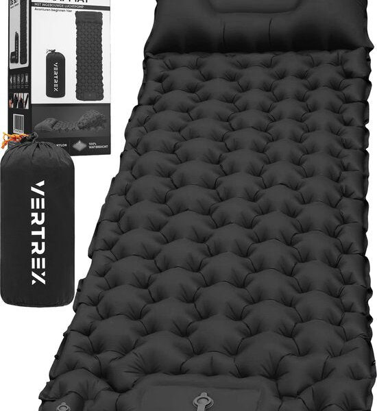 Vertrex Inflate-X1 Schlafmatte mit eingebauter Pumpe - Luftbett - 1 Person - Night Black Hobby & Sport