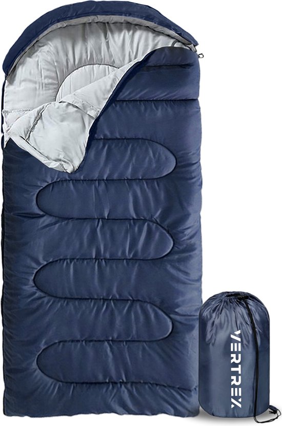 Vertrex Tri-Season Adventure Mumienschlafsack - Schlafsäcke Erwachsene - Camping - Blau Hobby & Sport