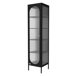 B-Ware Vitrinenschrank 42x175x40 cm Vitrine mit 4 Einlegeböden Schwarz aus Stahl ML-Design 4195