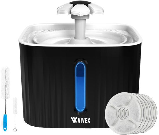 Vivex® Trinkbrunnen - Trinkbrunnen für Katzen und Hunde - Inkl. 5 Filter und Reinigungswerkzeug - Leise wie ein Mäuschen Wohnen & Kochen