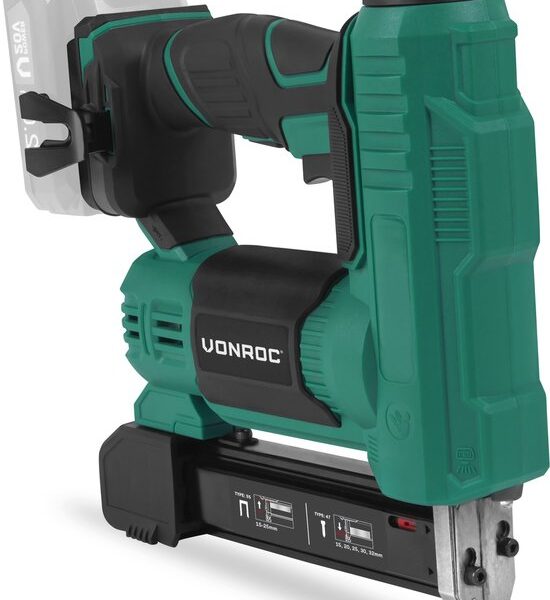 VONROC Akku-Tacker - VPower 20V - Inkl. 1000 Klammern & 1000 Nägel - Ohne Akku & Ladegerät Werkzeuge