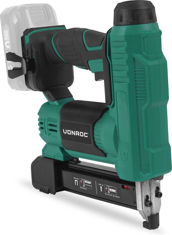 VONROC Akku-Tacker - VPower 20V - Inkl. 1000 Klammern & 1000 Nägel - Ohne Akku & Ladegerät Werkzeuge