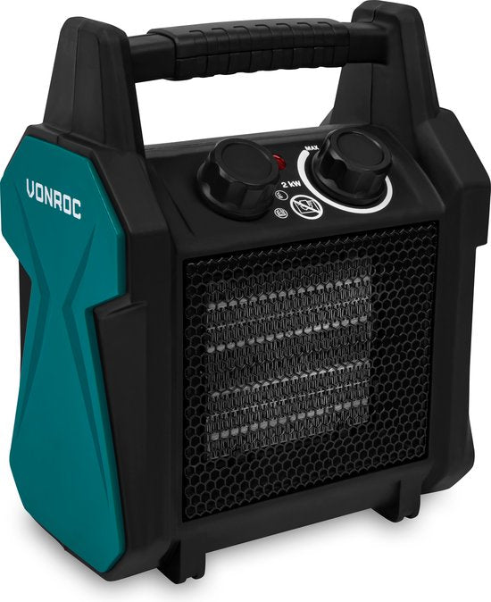 VONROC Elektroheizung - Heizlüfter - 1000W/2000W - Keramik - 3 Einstellungen - Thermostat - 20m2 Wohnen & Kochen