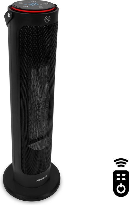 VONROC Elektroheizung - Heizlüfter - 1200W/2000W - Turmmodell - Keramik - ECO Mode - Swing-Funktion - LED-Display - Inkl. Fernbedienung - Thermostat und Timer - 20m2 Wohnen & Kochen