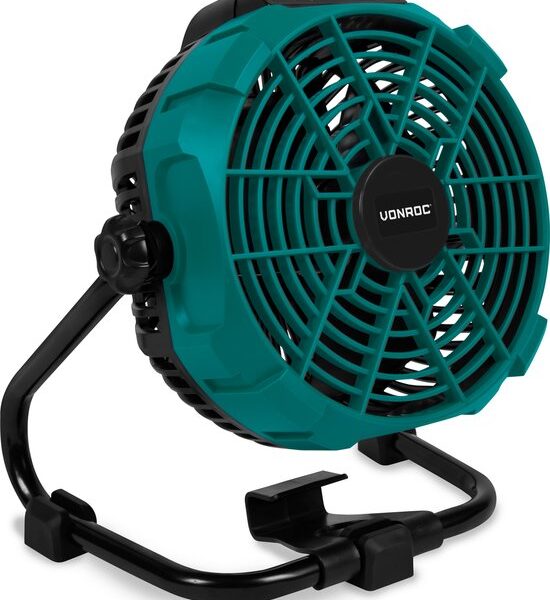 VONROC Fan 20V - für kabellosen und kabelgebundenen Einsatz - Inkl. Netzteil - Ohne Akku & Ladegerät Wohnen & Kochen