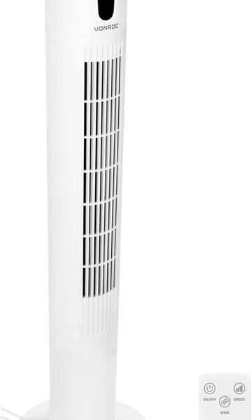 VONROC Luxe Ventilator - Turmventilator - Höhe 110 cm - Inkl. Fernbedienung - 3 Geschwindigkeiten - Swing-Funktion - 15-Stunden-Timer - weiß Wohnen & Kochen