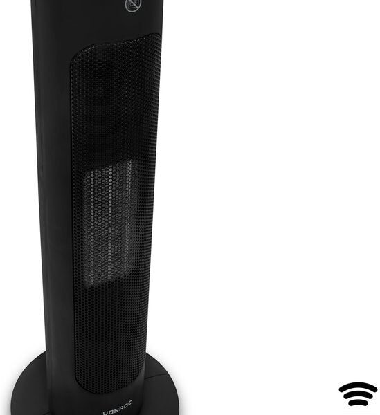 VONROC Luxury electric heater - Heizlüfter - 1300W/2000W - Steuerung sowohl mit App (über Wifi) als auch manuell - Tower- Keramik - AUTO-Modus - Swing-Funktion - Thermostat und Timer - 20m2 - Inkl. Wohnen & Kochen