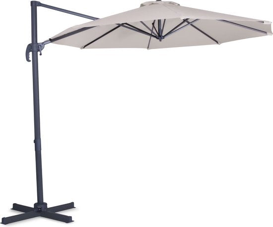 VONROC Premium Floating Parasol Bardolino Ø300cm - Inkl. Kreuzfuß & Schutzhülle - Runder Sonnenschirm - 360° drehbar - Neigbar - UV-beständiges Tuch - Beige Haus & Garten