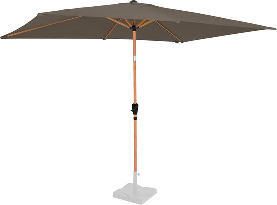 VONROC Premium Stick Sonnenschirm Rapallo 200x300cm - Inkl. Schutzhülle - Rechteckiger Sonnenschirm - Neigbar - UV-beständiges Tuch - Holzoptik - Taupe Haus & Garten