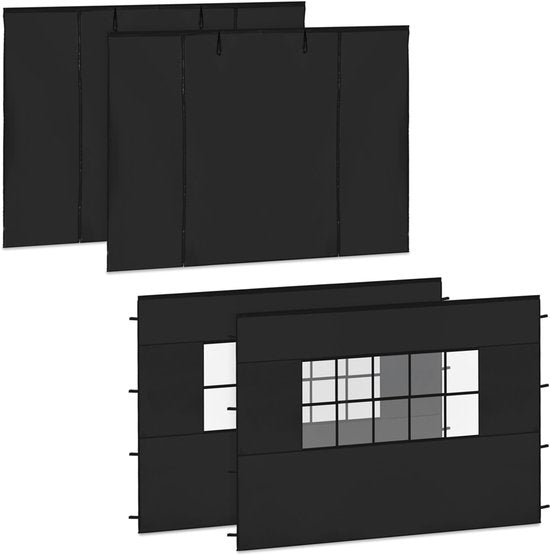 VONROC Seitenwandset - Für Premium Partyzelt PT501XX - Wasserdicht - 50+ UV Schutz - Schwarz Haus & Garten