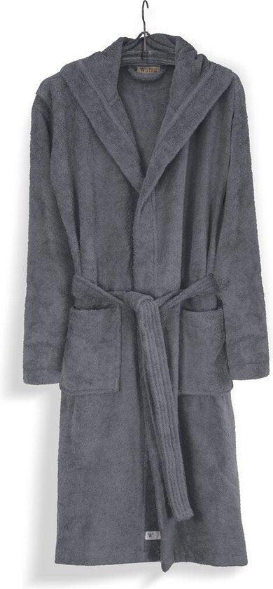 Walra Bademantel Luxury Robe Unisex - Bademantel Damen - Bademantel Herren - Bademantel mit Kapuze - 100% Baumwolle - S/M - Anthrazit Wohnen & Kochen