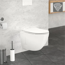 Wand-WC Hänge Toilette aus Keramik 49 cm lang Spülrandlos mit Softclose Luxebath 1921