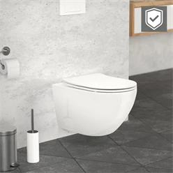 Wand-WC Hänge Toilette aus Keramik 52 cm lang Spülrandlos mit Nanoversiegelung& Softclose Luxebath 1921