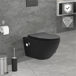 Wand-WC Hänge Toilette aus Keramik Matt Schwarz 53