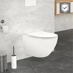 Wand-WC Hänge Toilette aus Keramik Matt Weiß 52 cm lang Spülrandlos mit Nanoversiegelung & Softclose Luxebath 1921