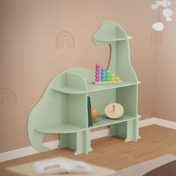 Wandregal fürs Kinderzimmer Dino mit Umfallschutz und abgerundet in Grün aus Holz Joyz 465