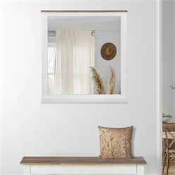 Wandspiegel Natur/Weiß 80x76 cm aus massivem Mangoholz WOMO-Design 595