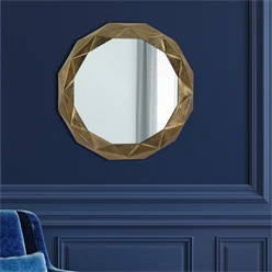 Wandspiegel Ø 65 cm Gold aus Glas mit Metallrahmen WOMO-Design 595
