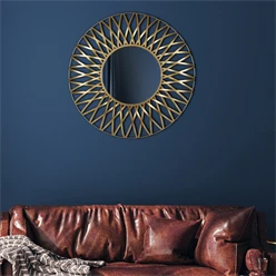Wandspiegel Ø 70 cm Gold aus Glas mit Metallrahmen WOMO-Design 595