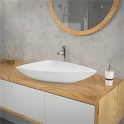 Waschbecken Dreieckig ohne Überlauf 69x46x13 cm Weiß aus Keramik ML-Design 2886