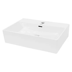 Waschbecken Eckig mit Überlauf 515x360x130 mm Weiß aus Keramik 1687